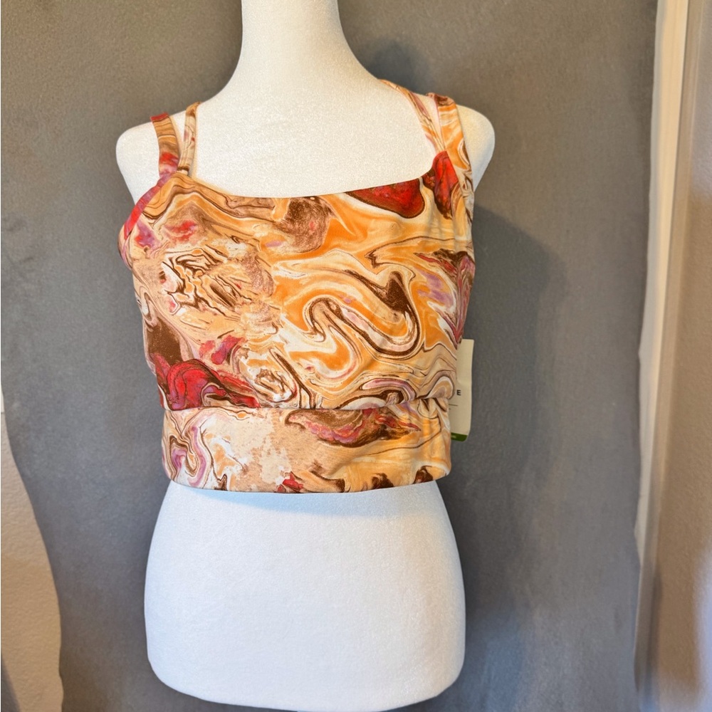 Alpine Orange Brown Fitted Crop Bikini Top